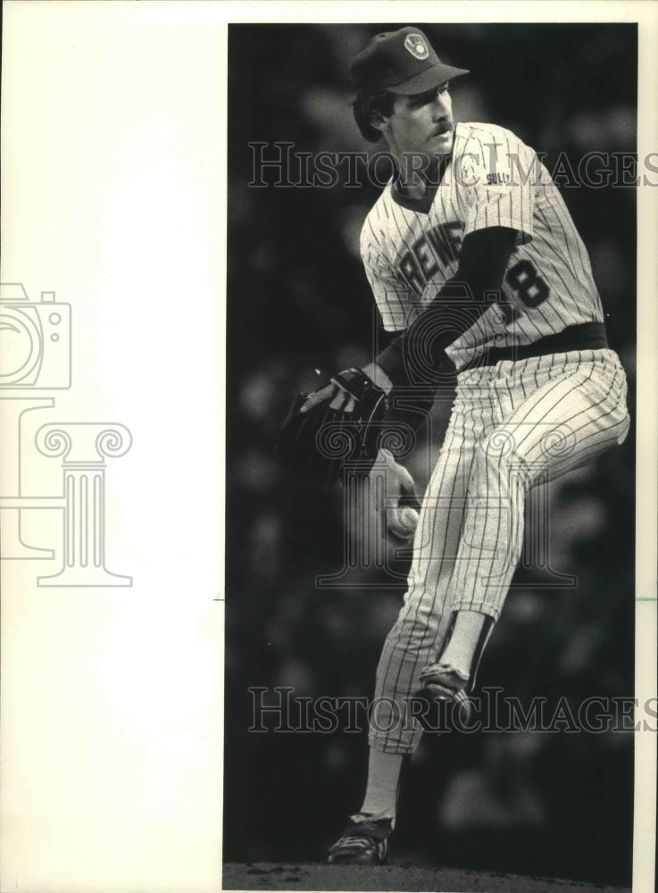 1986 Press Photo Brewers baseball&#39;s Danny Darwin gives a strong performance- Historic Images