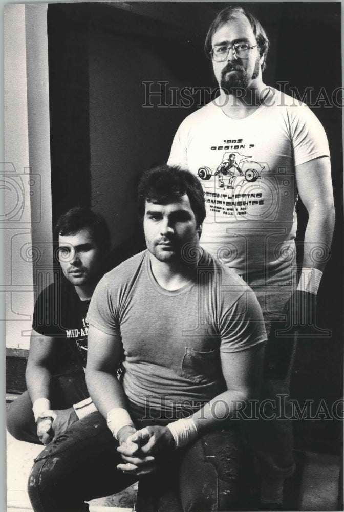 1986 Press Photo Milwaukee Olympic weightlifters,Gerald, Gary &amp; Rick Eigenberger- Historic Images