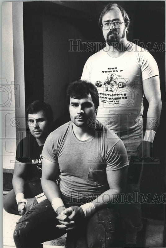1986 Press Photo Milwaukee Olympic weightlifters,Gerald, Gary & Rick Eigenberger- Historic Images