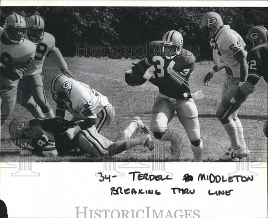 1981 Press Photo Green Bay Packers football's Terdell Middleton at training camp- Historic Images