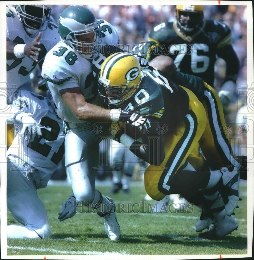 1993 Press Photo Green Bay Packers&#39; Jackie Harris plows ahead for a touchdown- Historic Images