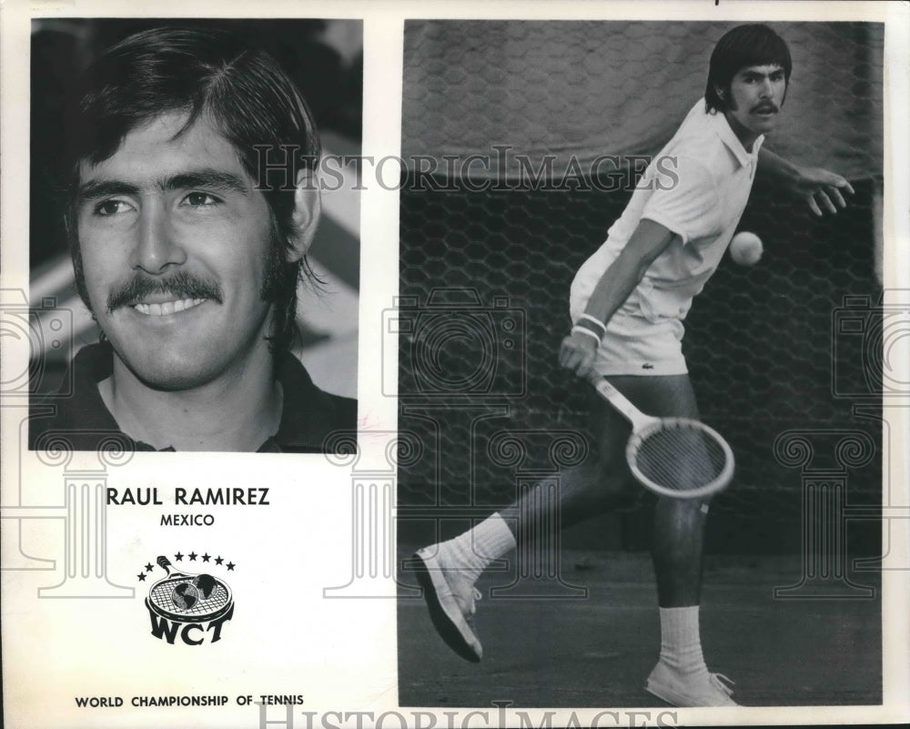 1975 Press Photo Promotional photo of tennis star Raul Ramirez in action- Historic Images