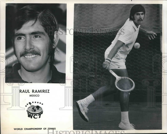 1975 Press Photo Promotional photo of tennis star Raul Ramirez in action- Historic Images