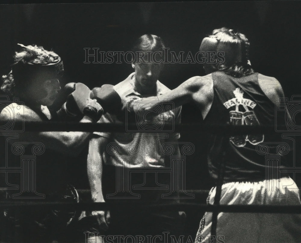 1991 Press Photo Oreal James &amp; Donald Hintz at Golden Gloves boxing competition- Historic Images