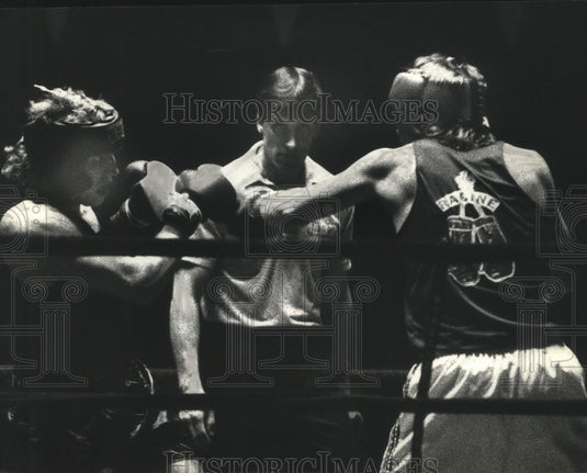 1991 Press Photo Oreal James & Donald Hintz at Golden Gloves boxing competition- Historic Images