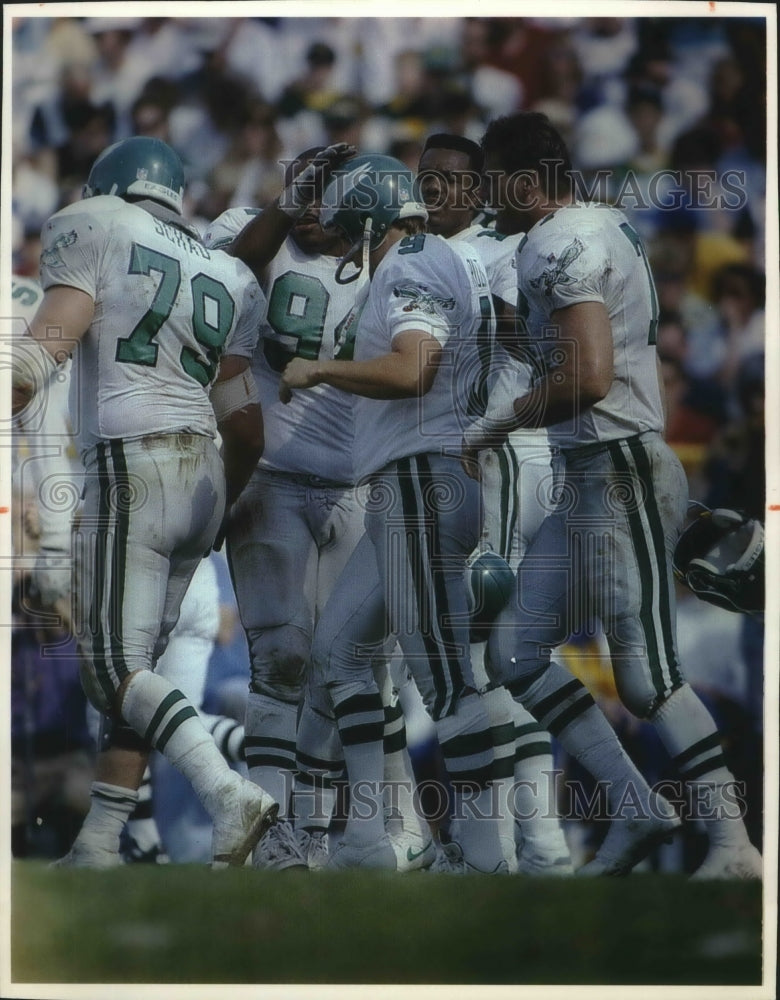 1993 Press Photo Eagles football players during game with Green Bay Pa