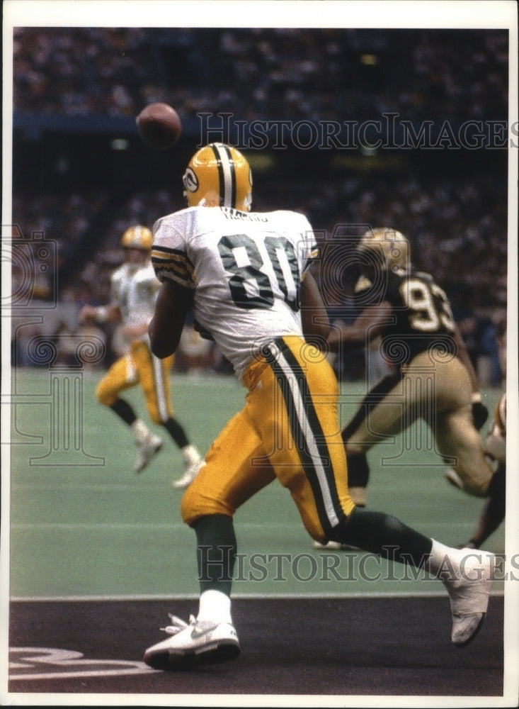 1993 Press Photo Packers football&#39;s Jackie Harris waits for touchdown pass- Historic Images