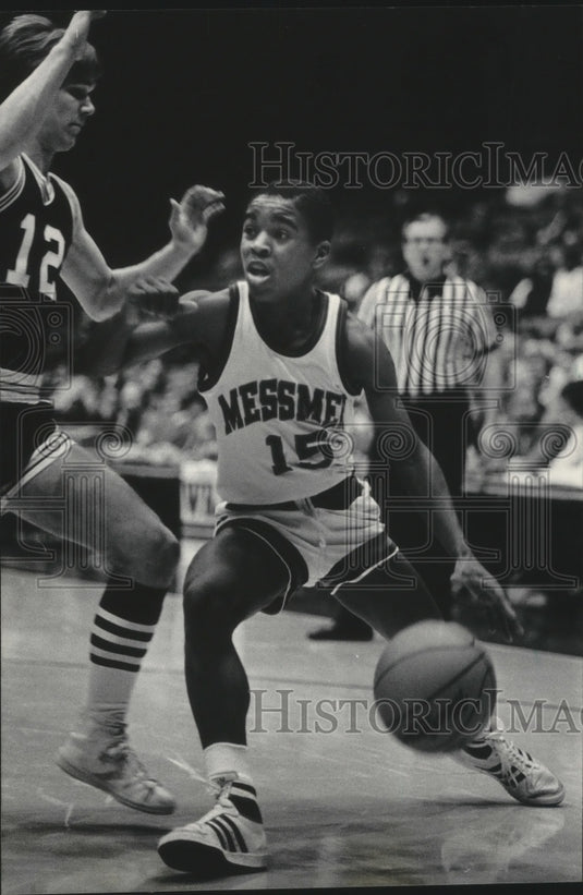 1984 Press Photo Basketball Player Marcus Hines Of Milwaukee Messmer High School- Historic Images