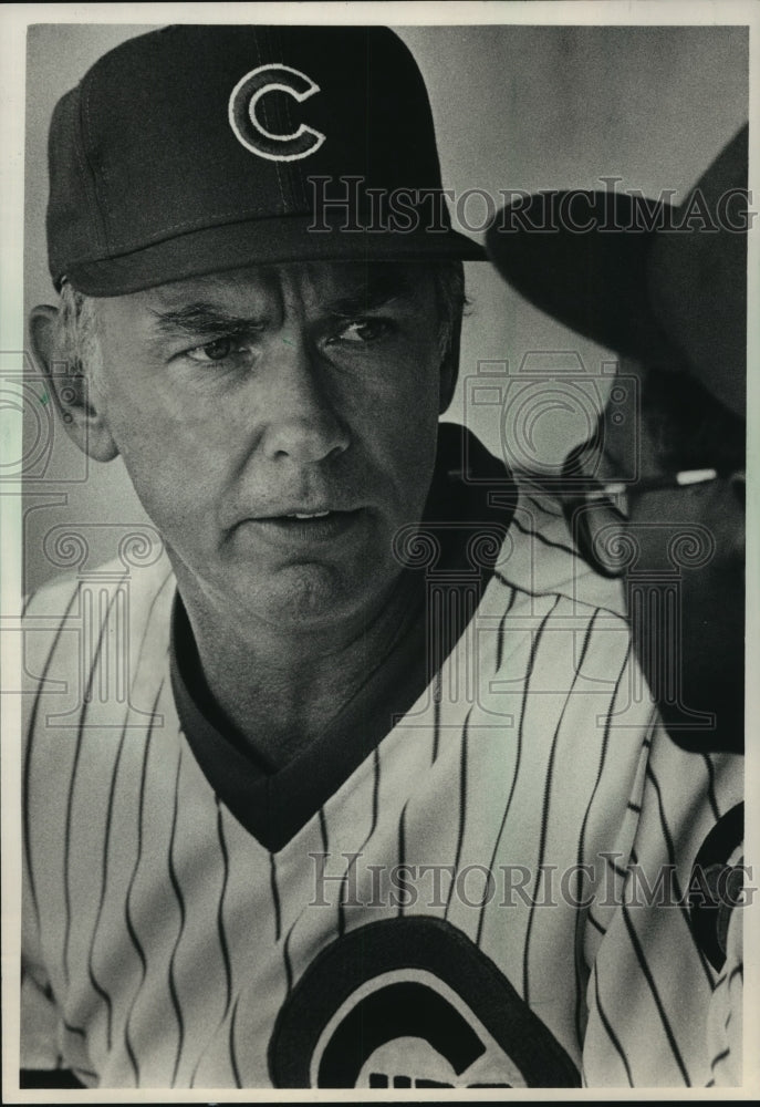 1986 Press Photo Gene Michael, manager for the Chicago Cubs baseball team- Historic Images