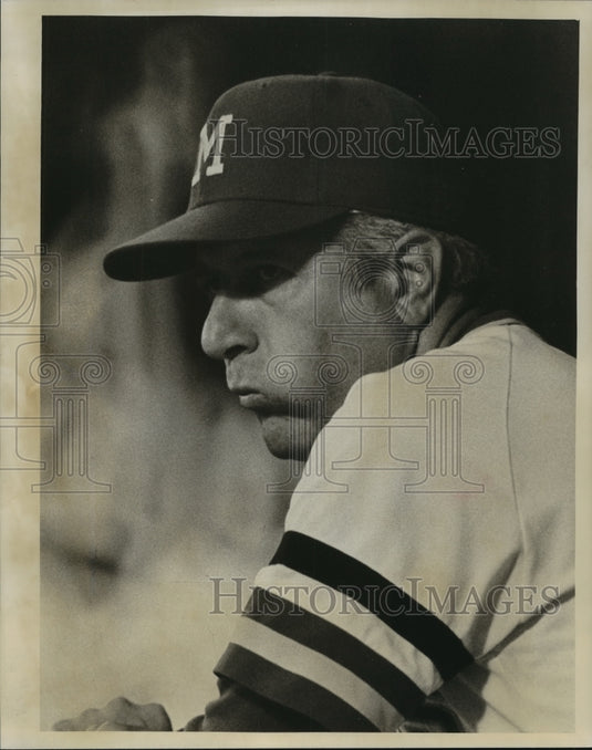 1977 Press Photo Milwaukee Brewers manager Alex Grammas looking grim - mjt09296- Historic Images
