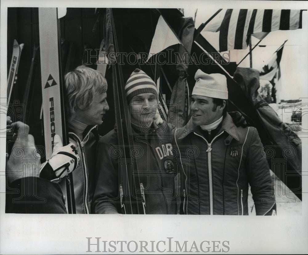 1976 Press Photo Willi Puerstl, Hans Georg Aschenbach &amp; Jerry Martin on Iron Mt.- Historic Images