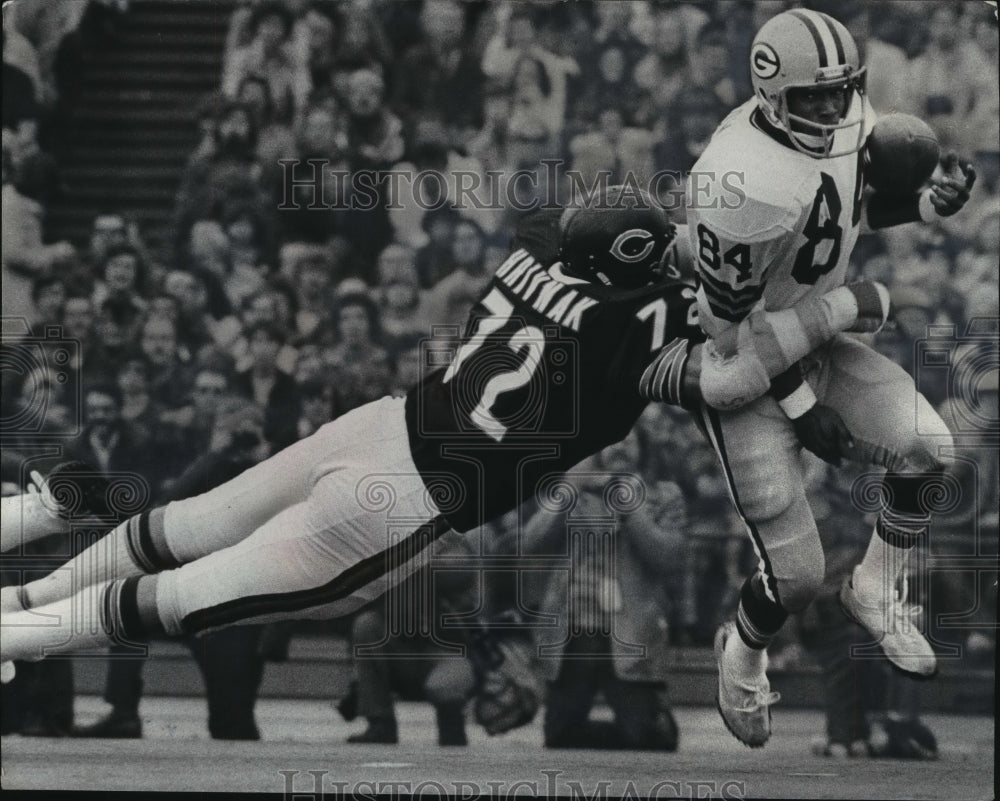 1977 Press Photo Green Bay Packers Steve Odom against Chicago Bears - mjt09901- Historic Images
