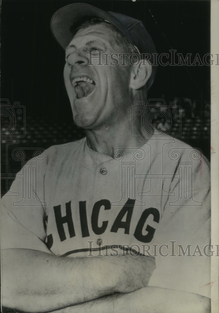 1945 Press Photo Charlie Grimm yelled for the Cubs, New York Polo Grounds- Historic Images