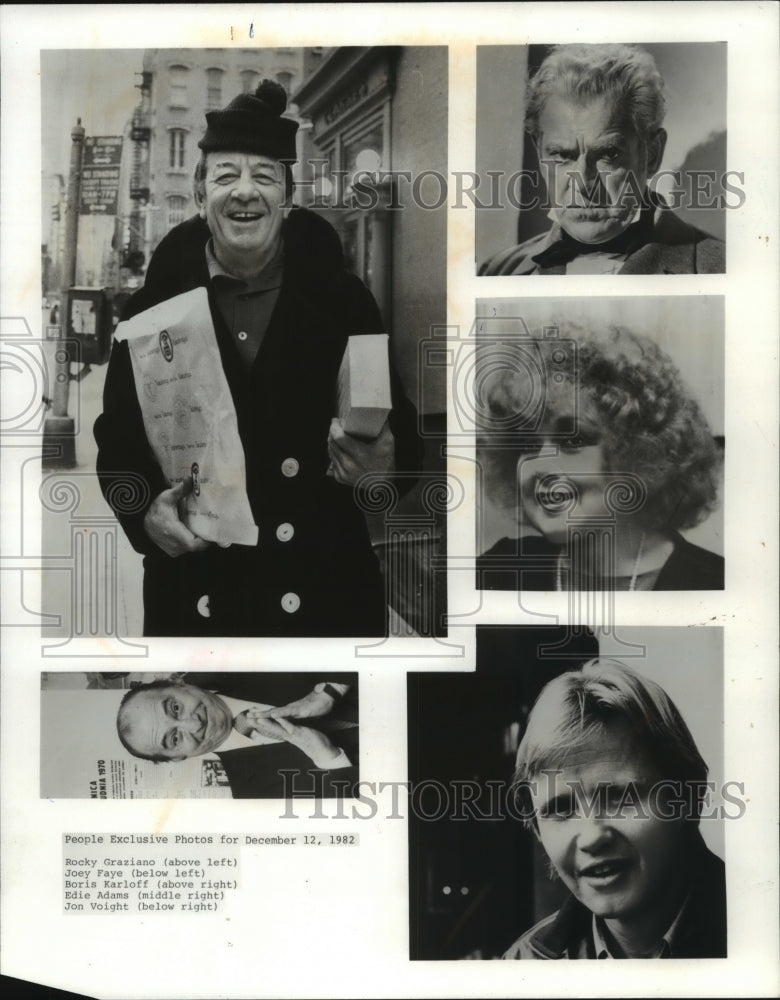 1982 Press Photo Boxer turned actor Rocky Graziano and fellow actors - mjt10031- Historic Images