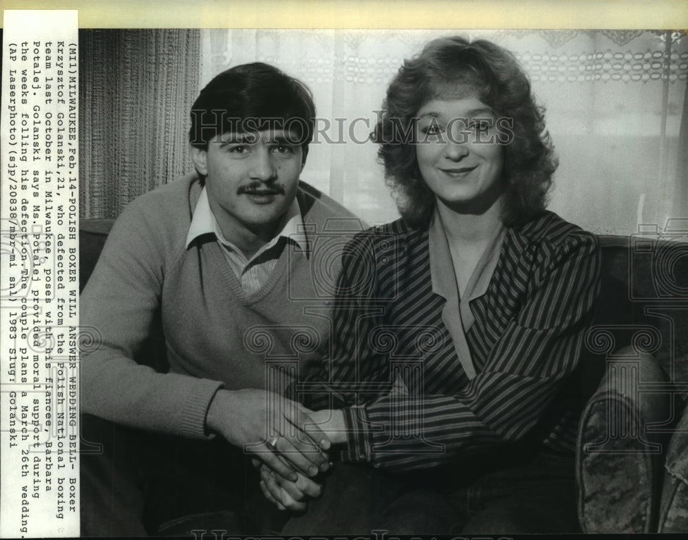 1983 Press Photo Soviet boxer Krzysztof Golanski &amp; his fiancee Barbara Potalej- Historic Images