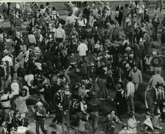 1982 Press Photo Fans flooded onto field during Milwaukee Brewers World Series.- Historic Images