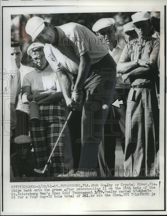 1961 Press Photo Golfer Bob Goalby at 16th hole wins Mens' Open Golf tournament- Historic Images