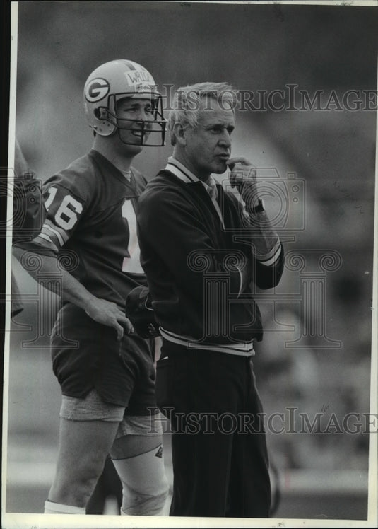 1988 Press Photo Green Bay Packers' Coach Lindy Infante & player Randy Wright- Historic Images