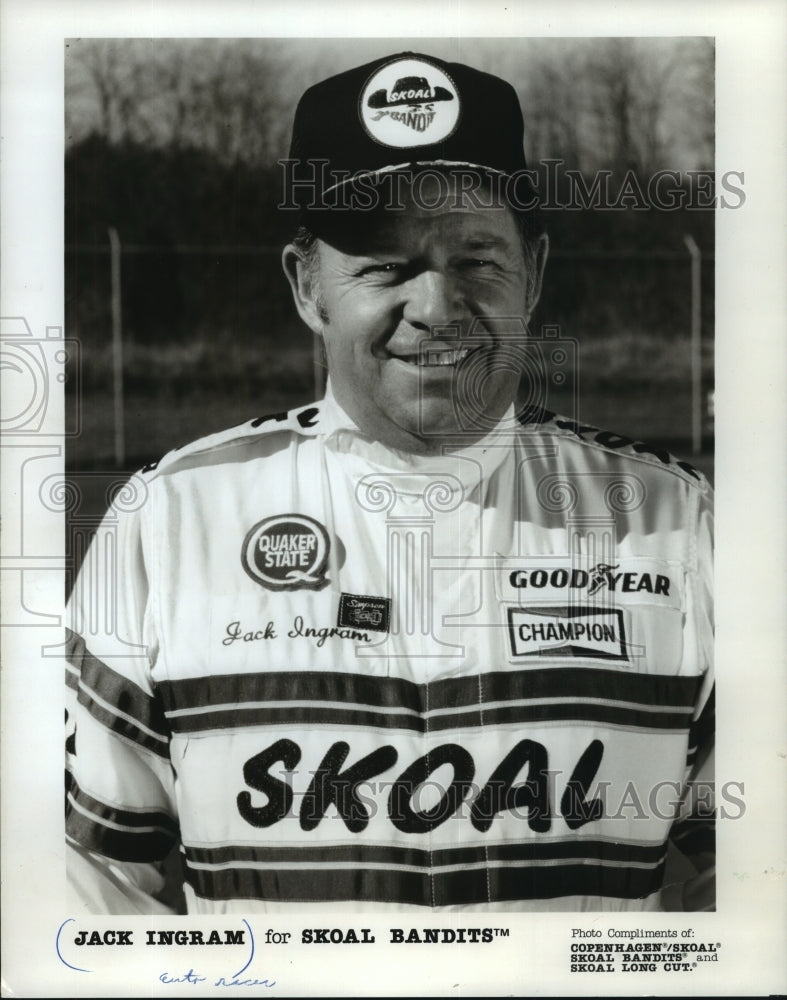 1985 Press Photo Automobile racer Jack Ingram for Skoal Bandits - mjt11740- Historic Images