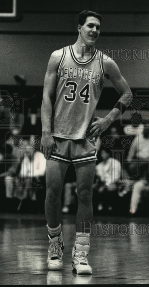 1990 Press Photo Arrowhead basketball and star student, Rich Kaiser - mjt12808- Historic Images