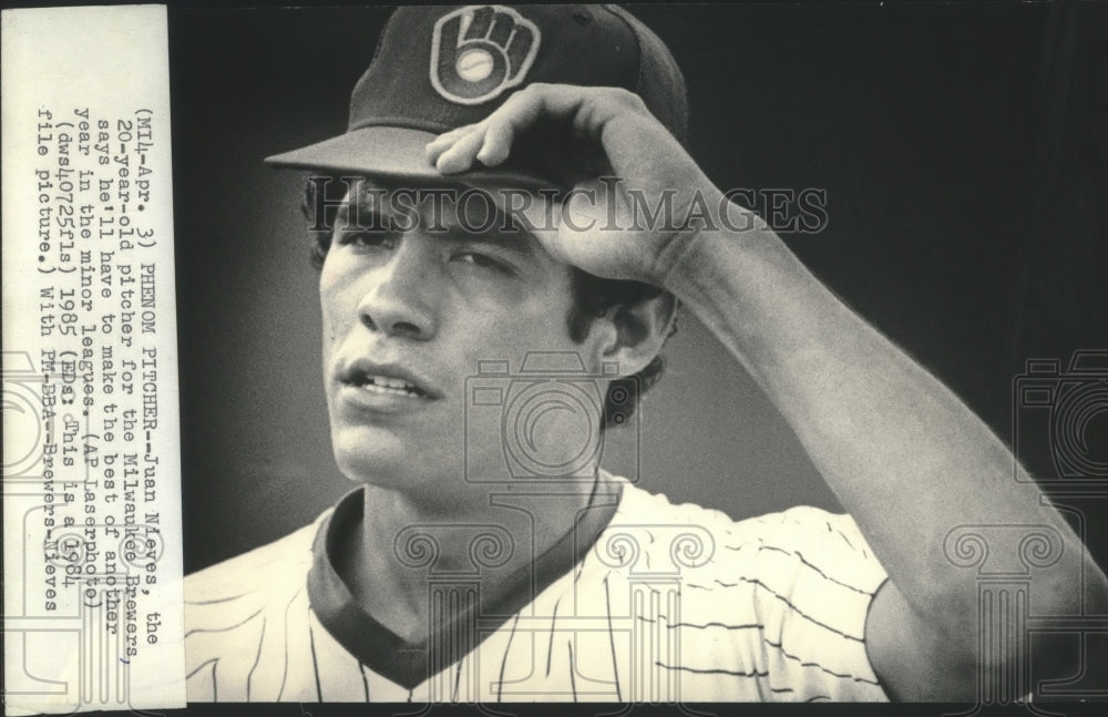1983 Press Photo Milwaukee Brewers baseball pitcher, Juan Nieves - mjt13393- Historic Images