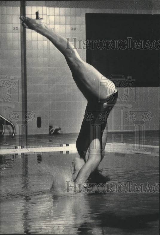 1984 Press Photo Amy Hansen will defend her state public school diving title.- Historic Images
