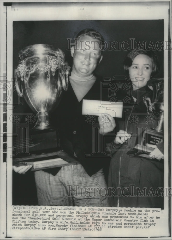 1968 Press Photo Rookie Pro Golfer Bob Murphy wins the Thunderbird Golf Classic.- Historic Images