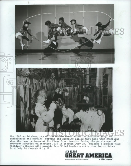 1986 Press Photo Double Dutch World Invitational's jump rope team in "Kidsfest"- Historic Images