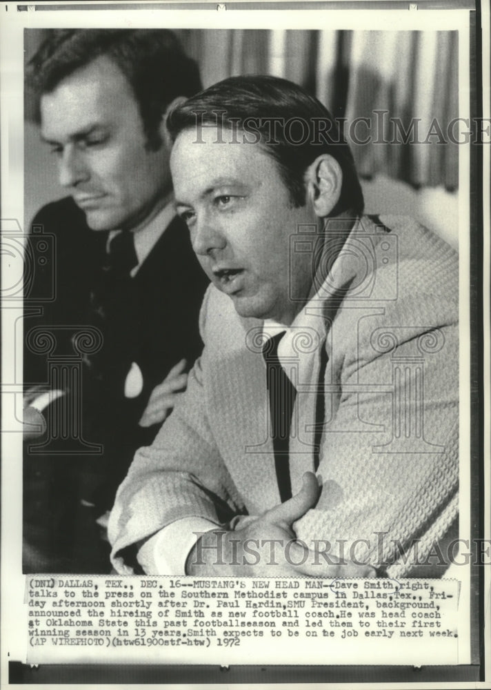 1972 Press Photo Texas-Dave Smith SMU football coach &amp; President Paul Hardin- Historic Images