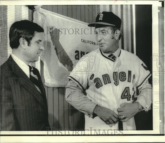 1971 Press Photo California Angels baseball managers Harry Balton & Del Rice- Historic Images