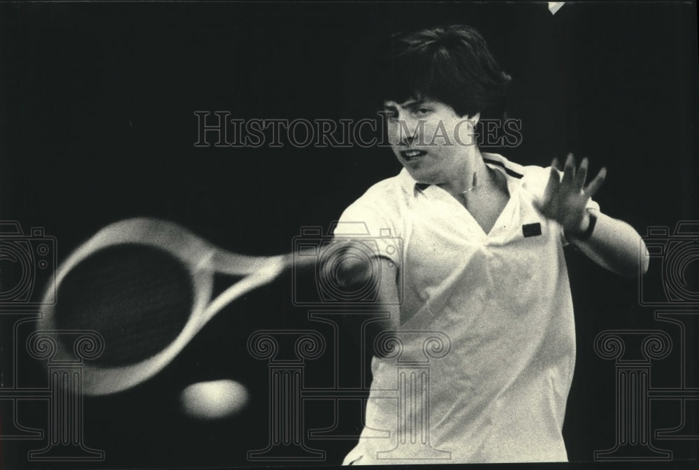 1987 Press Photo Tennis Player David Pinkus Displays Game Winning Form- Historic Images