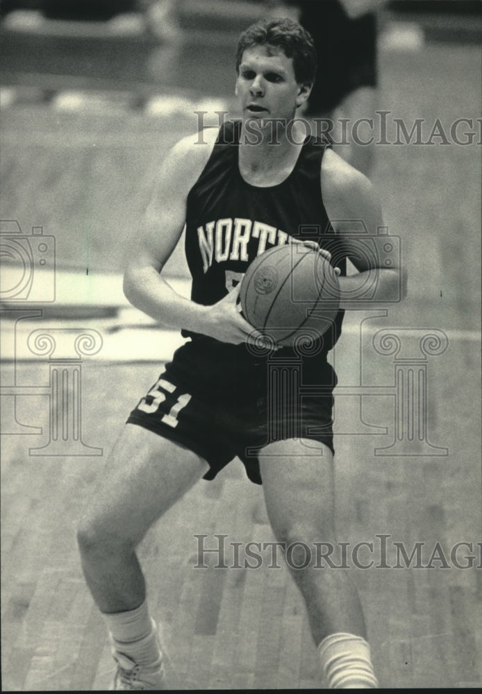 1986 Press Photo Wisconsin high school basketball player Troy Rudoll- Historic Images