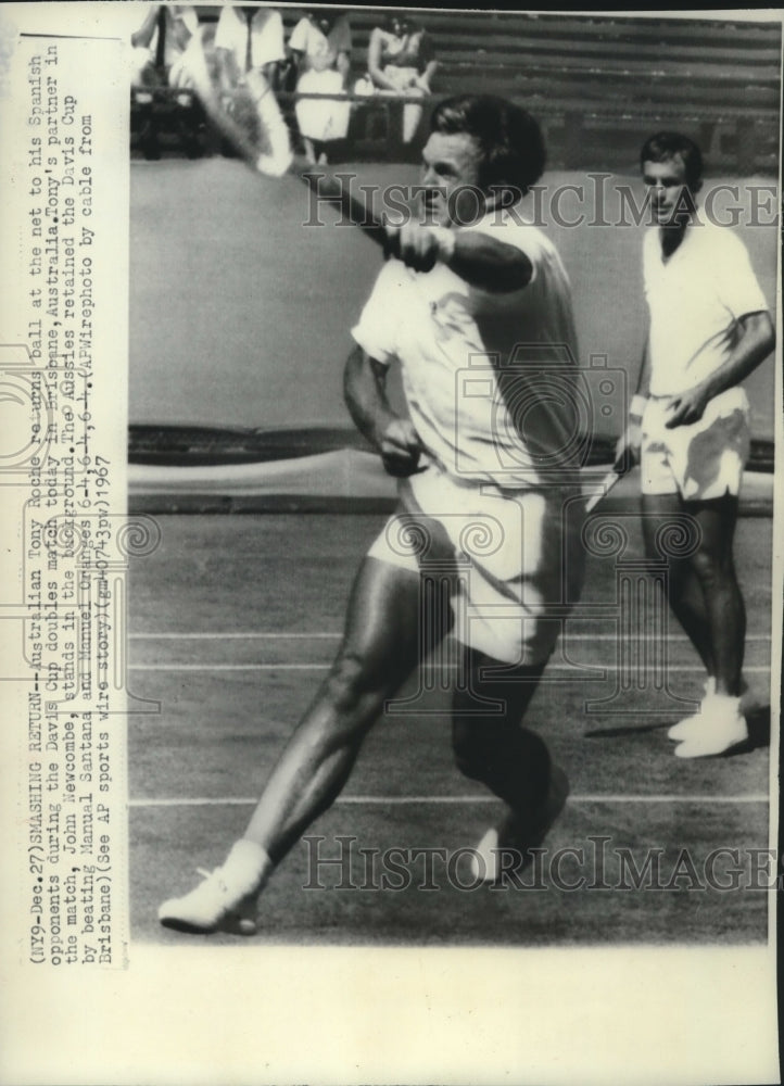 1967 Press Photo Australian doubles team of Tony Roche and John Newcombe win.- Historic Images