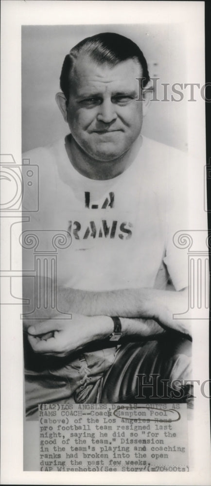 1954 Press Photo Los Angeles Rams Football Coach Hampton Pool - mjt15556- Historic Images