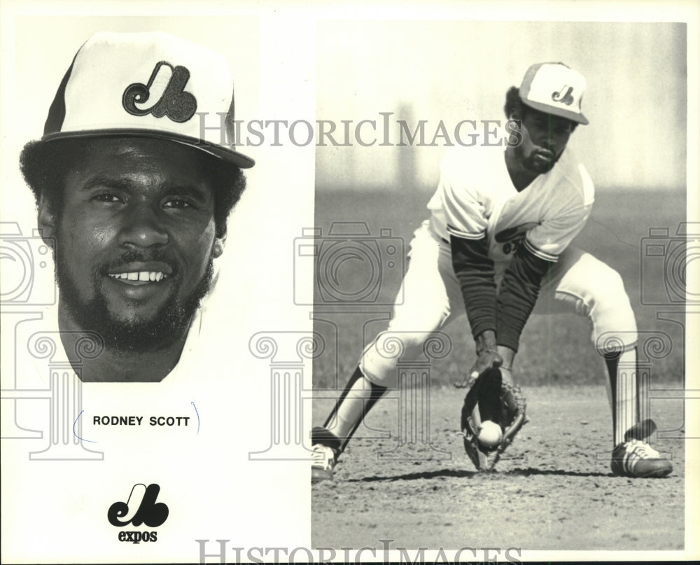 1980 Press Photo Montreal Expos baseball player Rodney Scott fields a grounder- Historic Images