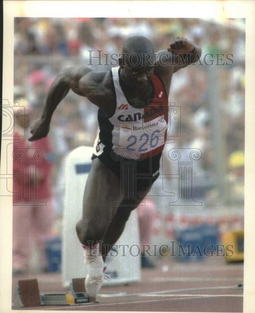 1992 Press Photo Sprinter Ben Johnson fails to reach men&#39;s final at the Olympics- Historic Images