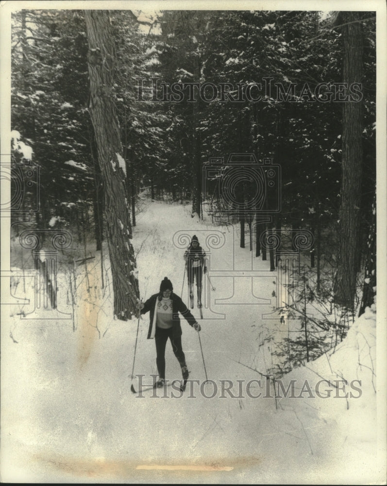 1977 Press Photo Nicolet National Forest Scene For Two Cross-Country Skiers- Historic Images