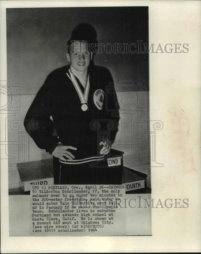 1964 Press Photo 17-year-old Swimmer Don Schollander in Oklahoma City meet- Historic Images