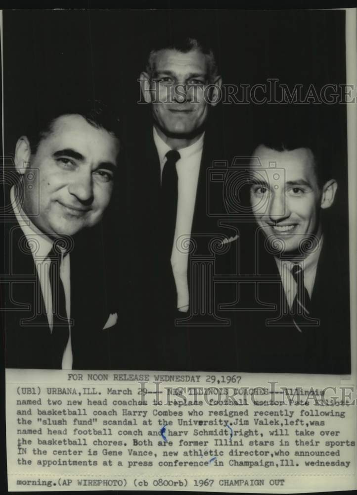 1967 Press Photo Illinois&#39; new athletic director, football &amp; basketball coaches- Historic Images