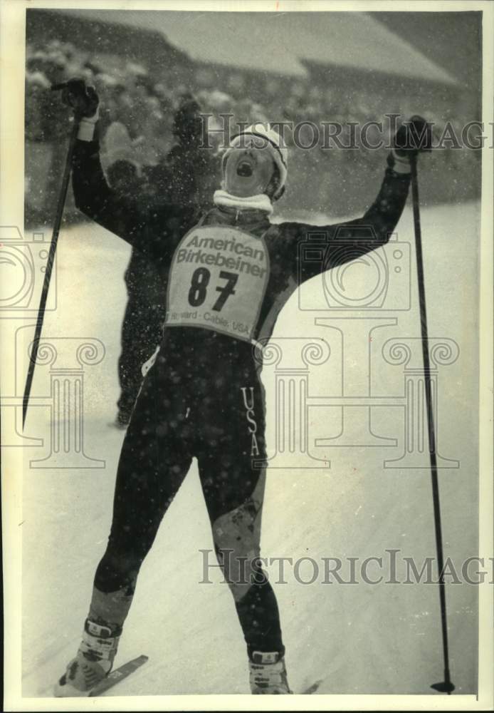 1992 Press Photo Ingrid Butts wins American Birkebeiner women's division skiing- Historic Images