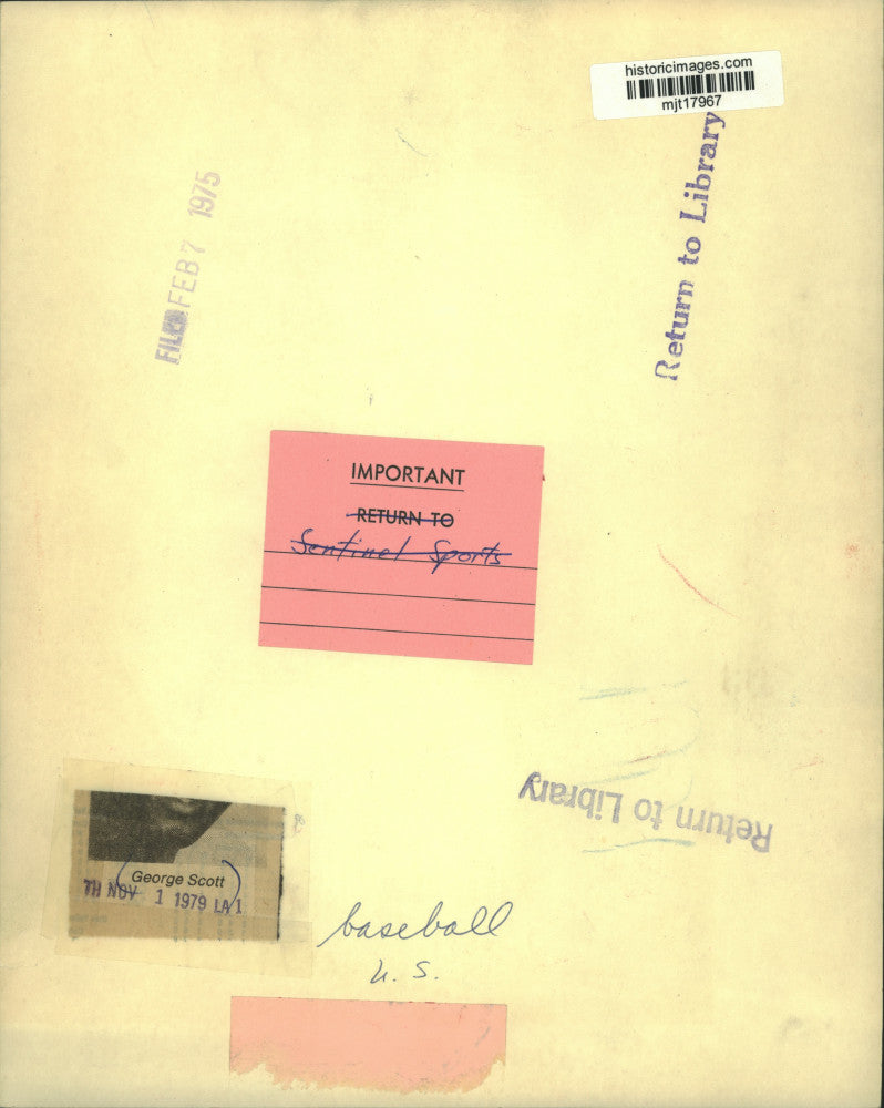 1975 Press Photo Major League Baseball Player George Scott From Mississippi