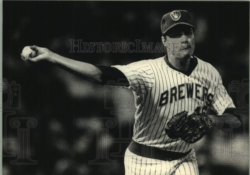 1988 Press Photo Milwaukee Brewers Baseball Player Fires Ball - mjt18094- Historic Images