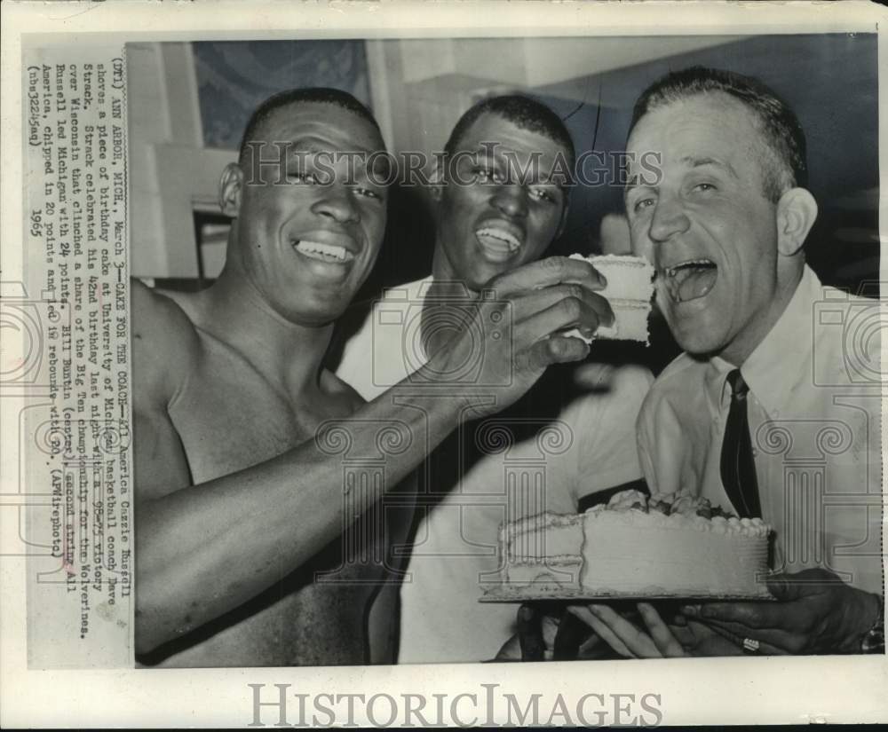 1965 Press Photo Dave Strack, Cazzi Russell and Bill Buntin in Ann Arbor- Historic Images