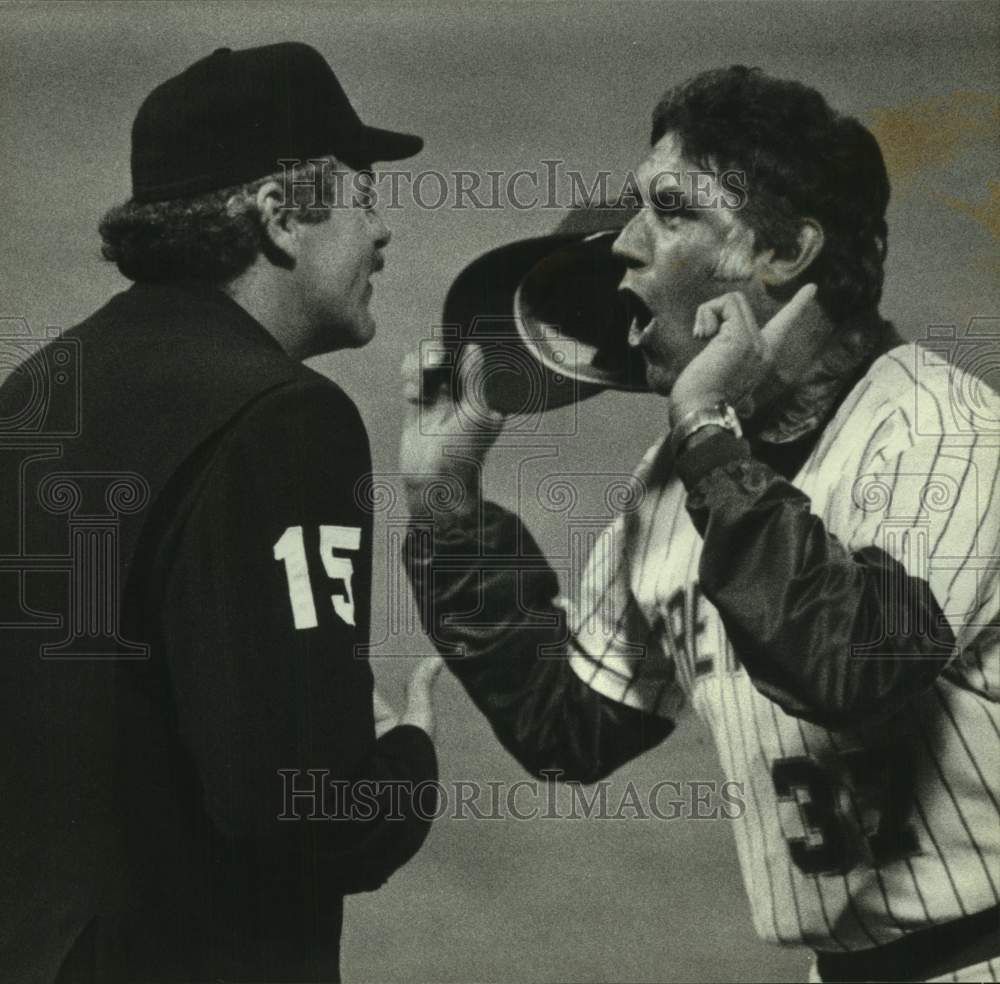 1982 Press Photo Baseball Umpire Joe Brinkman And Brewers&#39; Manager Buck Rodgers- Historic Images