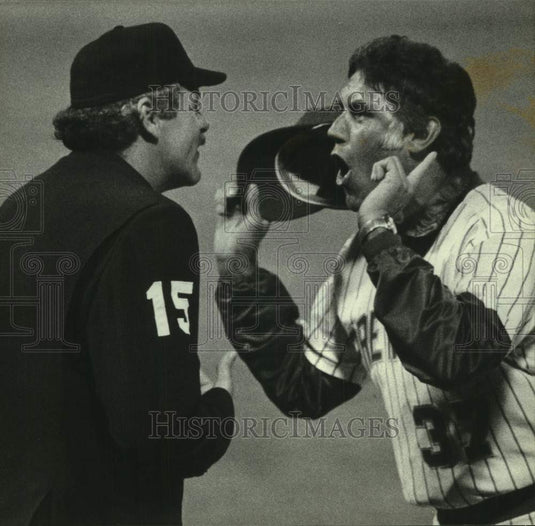 1982 Press Photo Baseball Umpire Joe Brinkman And Brewers' Manager Buck Rodgers- Historic Images