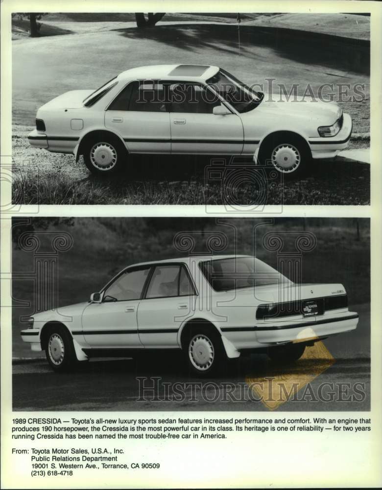 1988 Press Photo Rear and side views of Toyota&#39;s 1989 Cressida, luxury sedan.- Historic Images