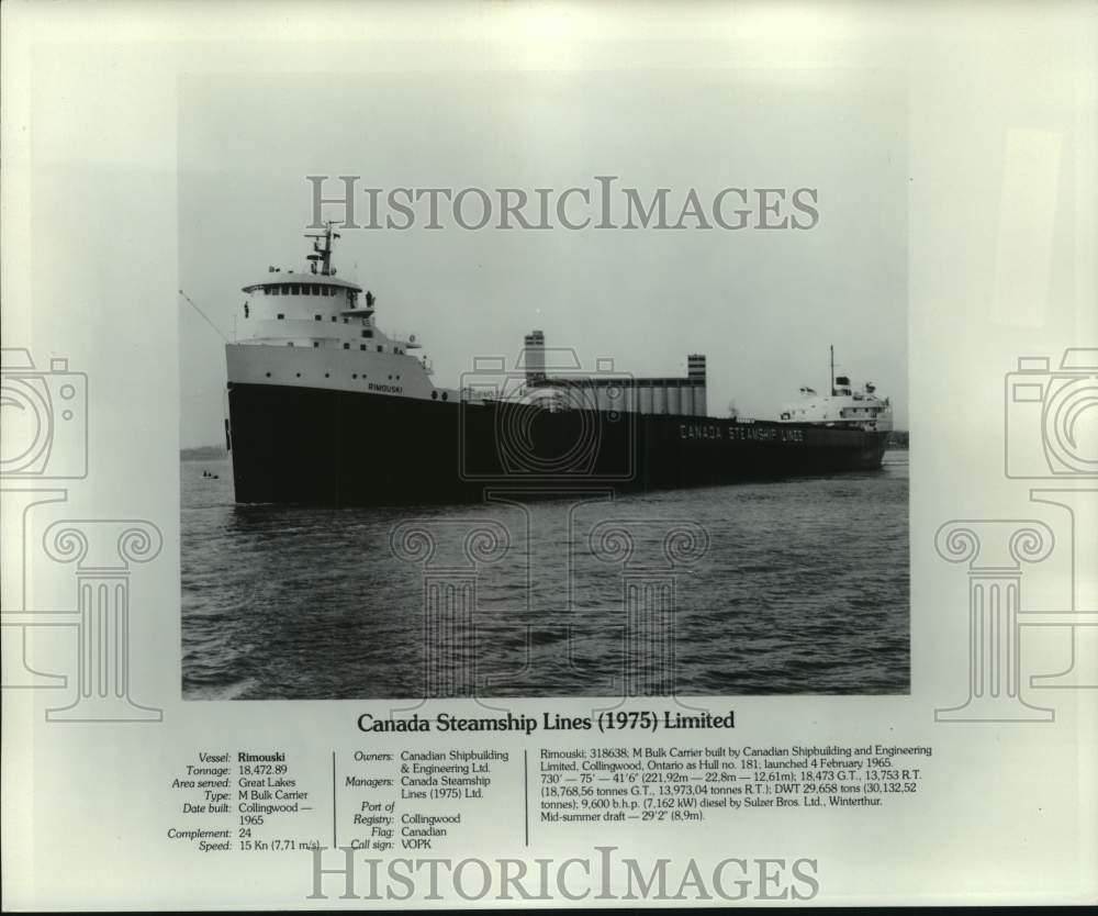 1975 Press Photo The Rimouski, a Canada Steamship Lines Limited vessel- Historic Images