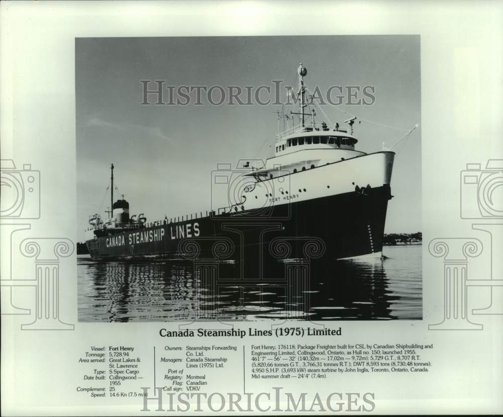 1975 Press Photo The ship Fort Henry of Canada Steamship Lines Limited- Historic Images