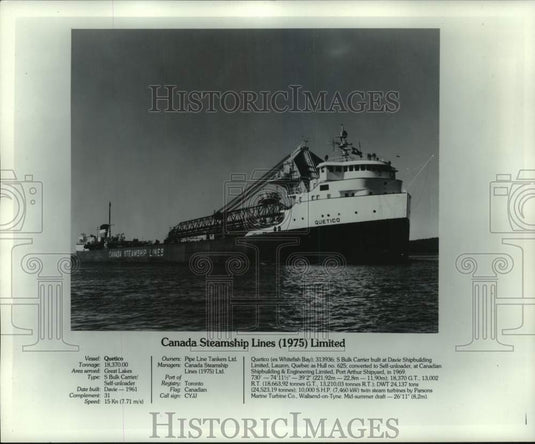 1975 Press Photo Pipe Line Tankers' Ship Quetico Of Canada Steamship Lines- Historic Images