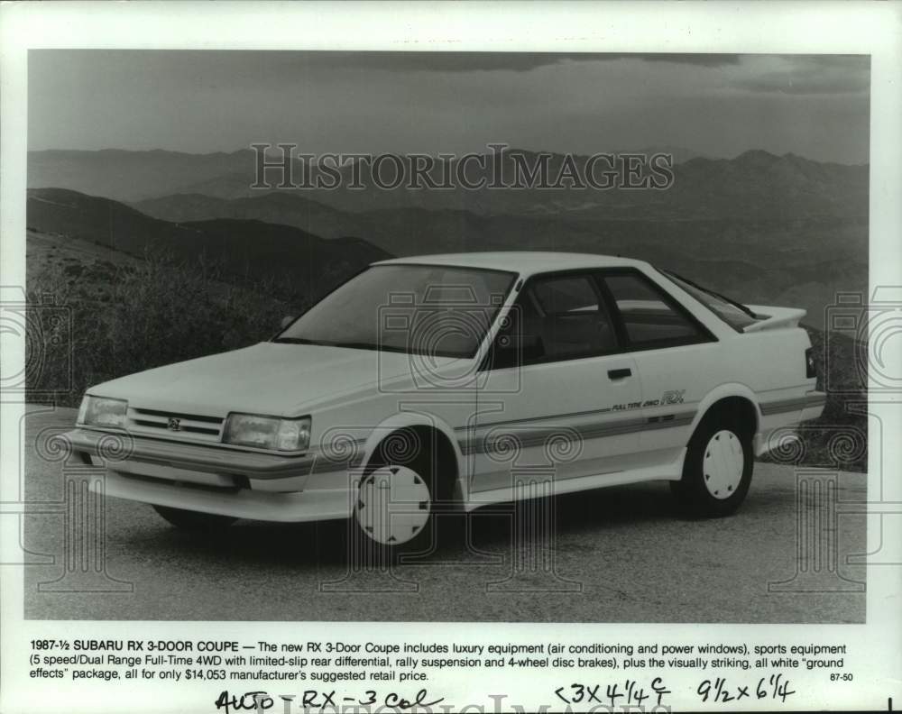 1987 Press Photo Subaru RX 3-Door Coupe - mjt19529- Historic Images